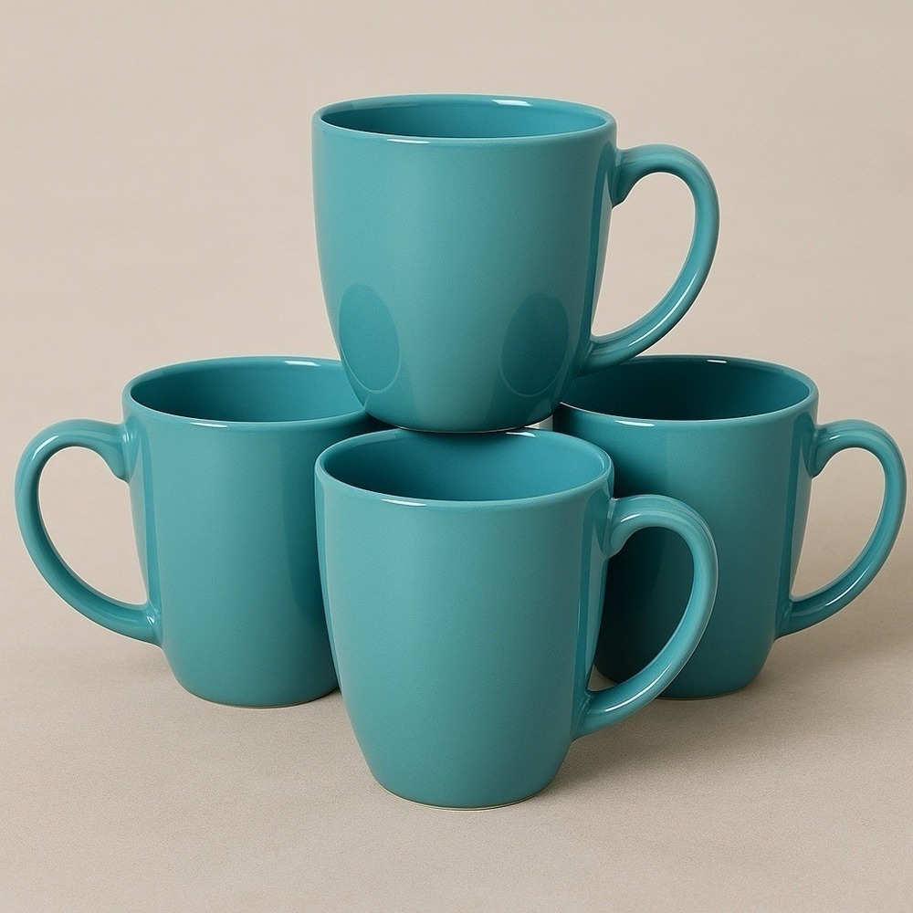 Corelle Coordinates Turquoise Stoneware Coffee Mugs Set 5 Replacement Minimalist